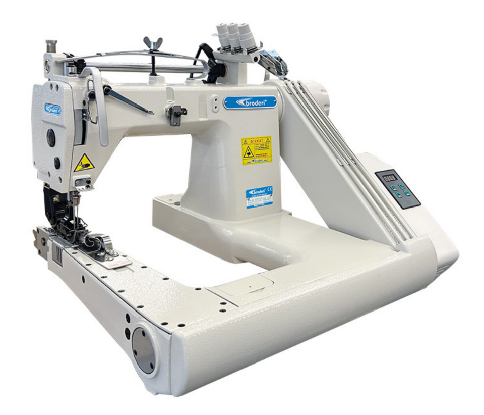 Broderi BD-928XH-2PL 3 İğne Çekicili Kot Kollu Makinası (Direct Drive)