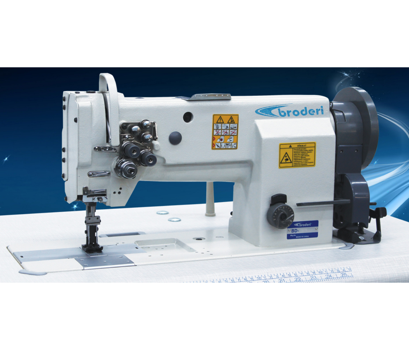 Broderi BD-20608-2 Çift İğne Çift Pabuç İğne Ve Ayak Transportlu Deri Makinası
