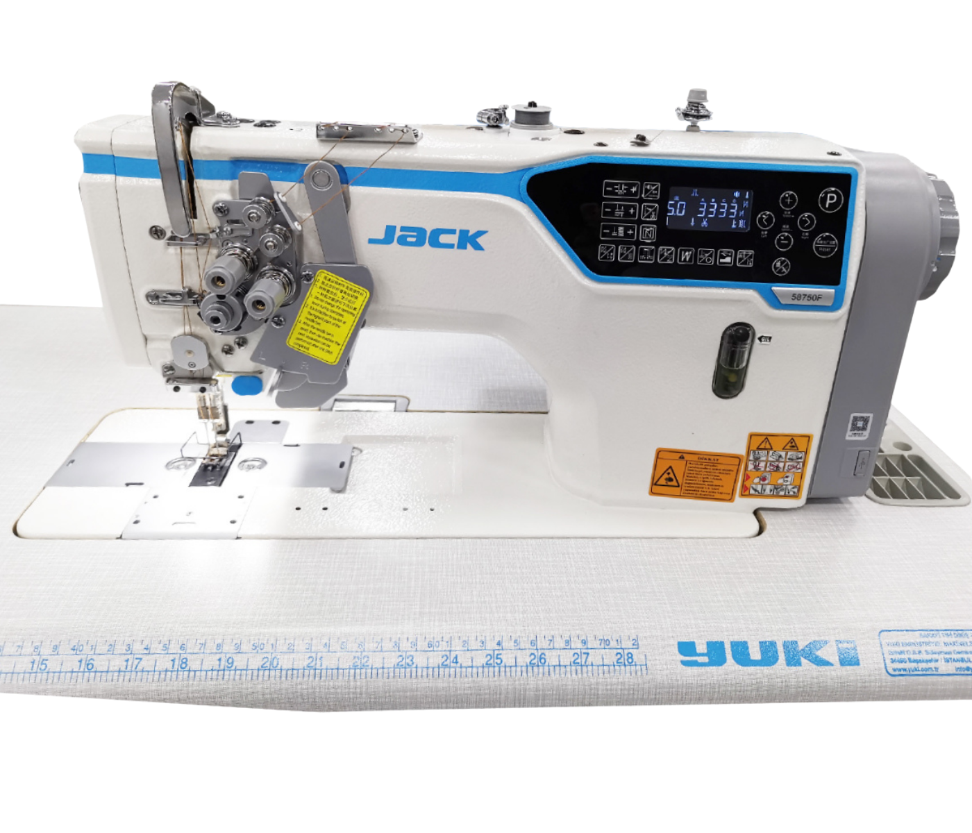 Jack JK-58750F-105 Çift İğne Makinesi Büyük Çağanozlu İplik Kesicili İptalli (Kot)