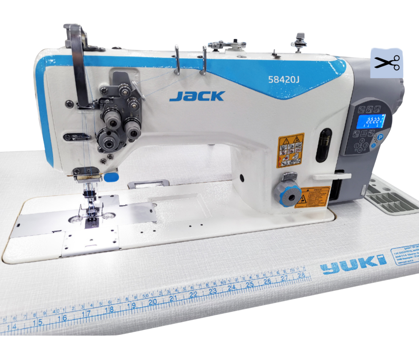 Jack JK-58420J-403E Çift İğne Makinesi Küçük Çağanozlu İplik Kesicili